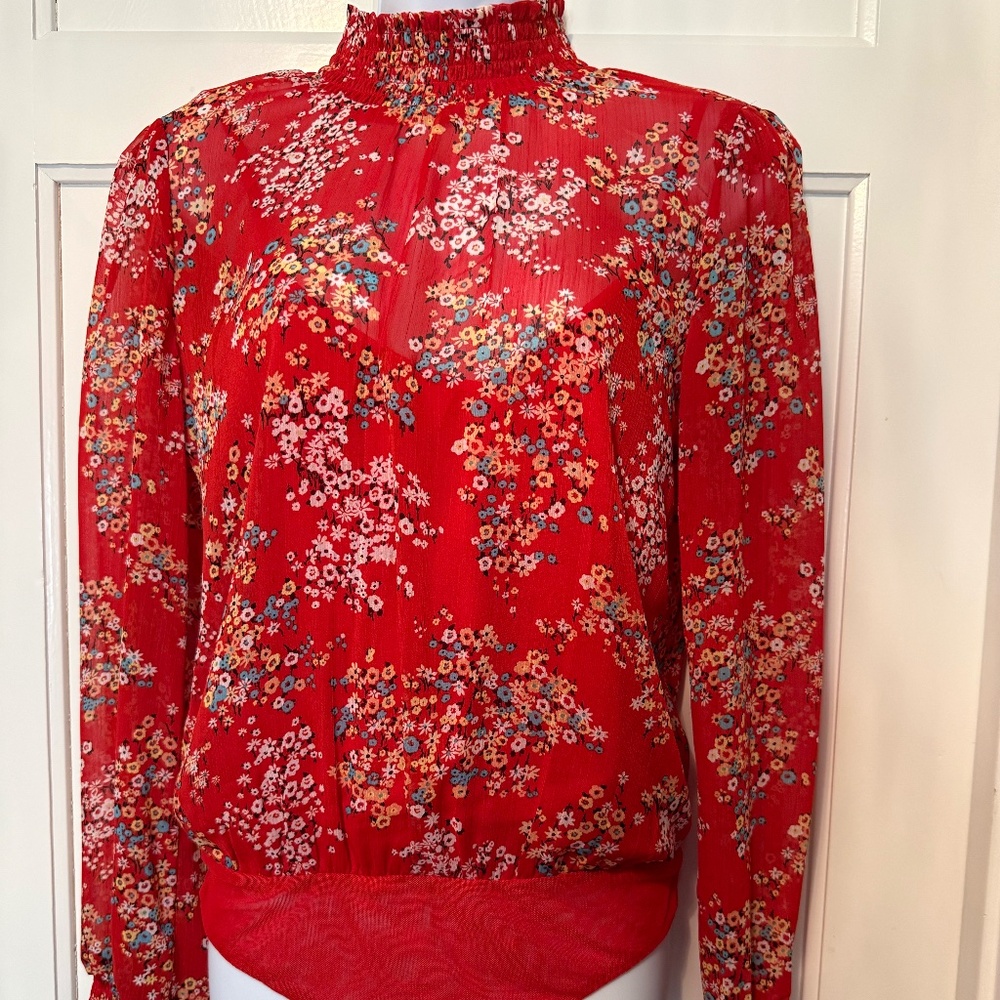 Socialite Red Flora Long Sleeve Bodysuit 💐